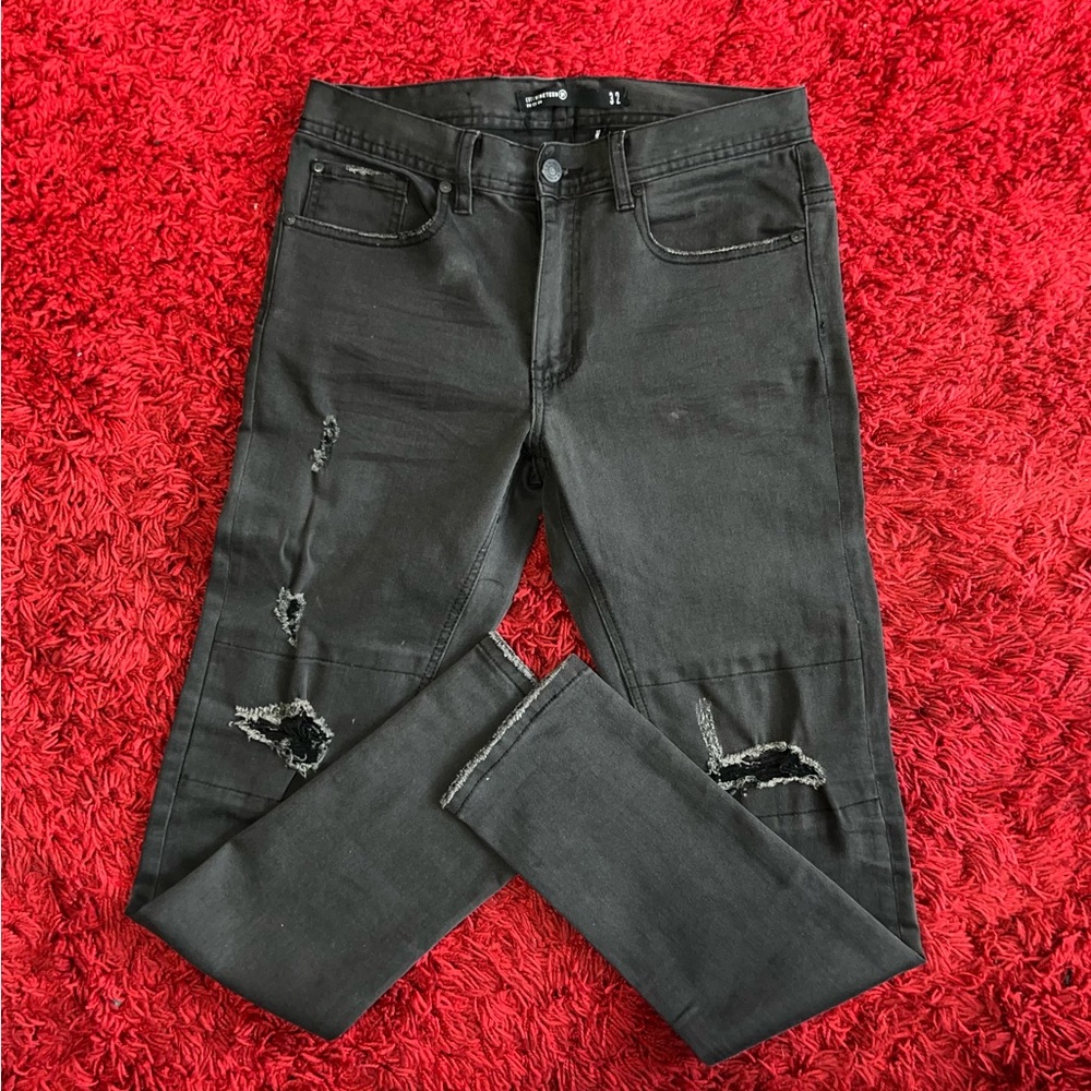Black Distressed Slim Fit Jeans